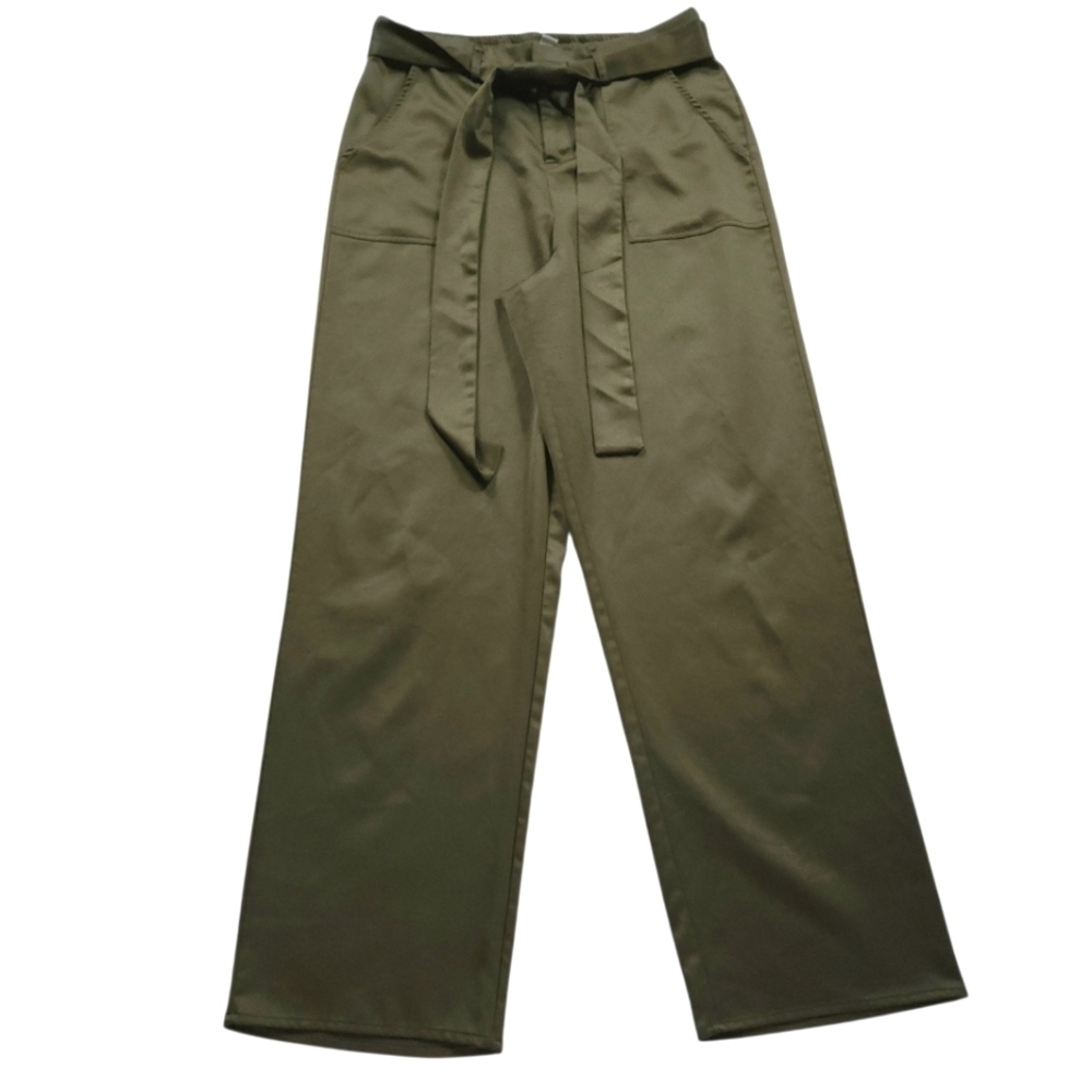 Joie Belted Wide Leg Satin Pants SZ L